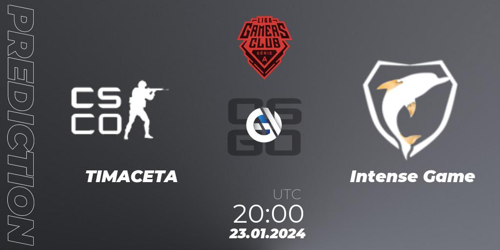 TIMACETA - Intense Game: прогноз. 23.01.2024 at 20:00, Counter-Strike (CS2), Gamers Club Liga Série A: January 2024