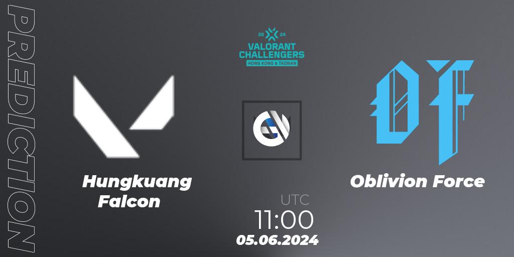 Hungkuang Falcon - Oblivion Force: прогноз. 05.06.2024 at 11:00, VALORANT, VALORANT Challengers Hong Kong and Taiwan 2024: Split 2