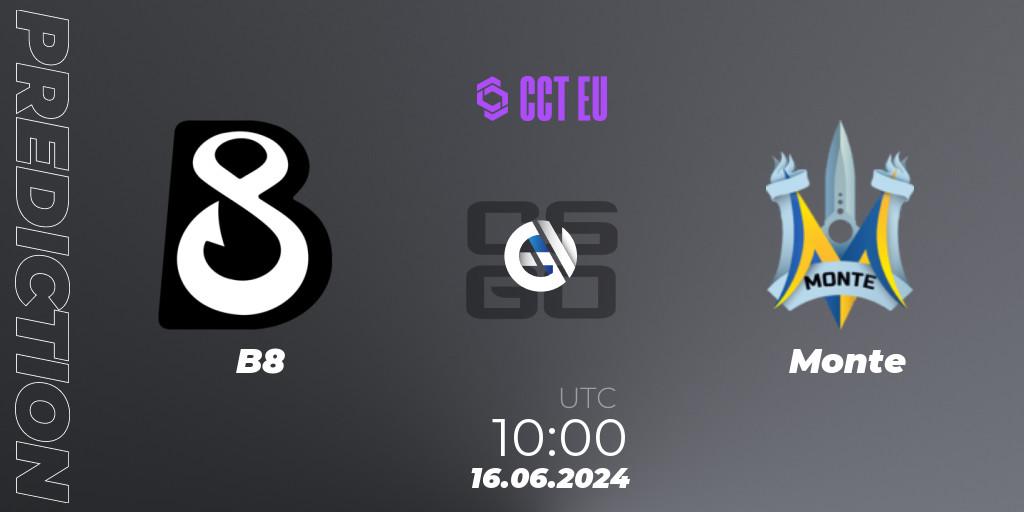 B8 - Monte: прогноз. 16.06.2024 at 10:00, Counter-Strike (CS2), CCT Season 2 Europe Series 5
