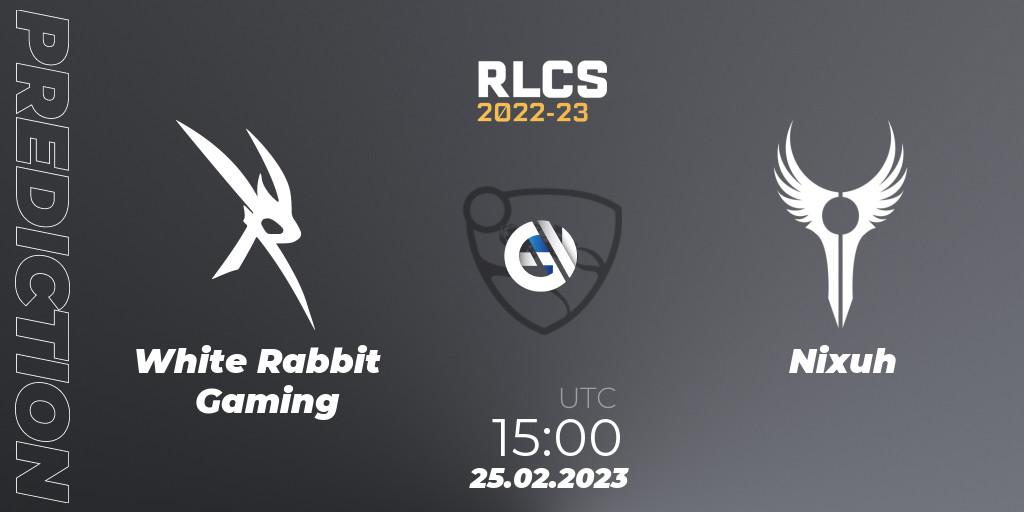 White Rabbit Gaming - Nixuh: прогноз. 25.02.2023 at 15:00, Rocket League, RLCS 2022-23 - Winter: Sub-Saharan Africa Regional 3 - Winter Invitational