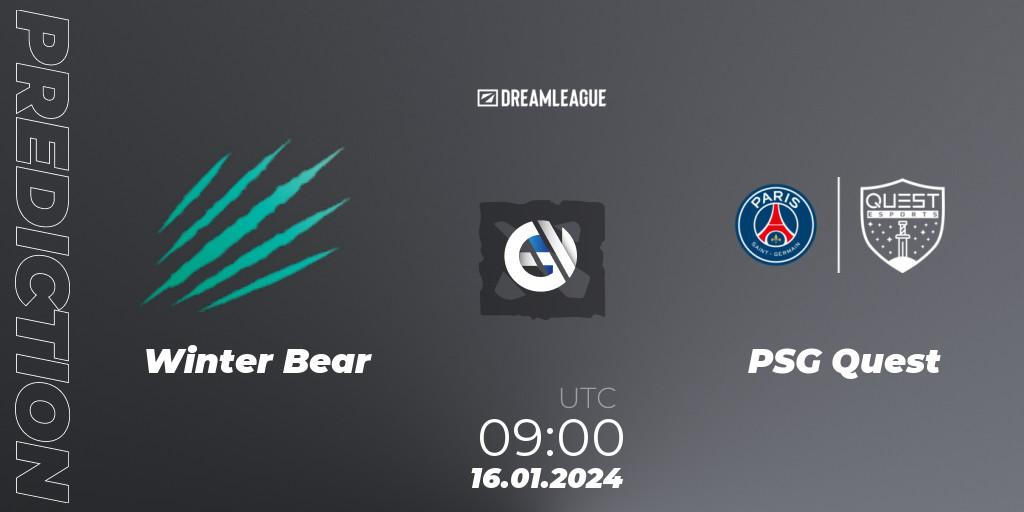 Winter Bear - PSG Quest: прогноз. 16.01.24, Dota 2, DreamLeague Season 22: MENA Closed Qualifier