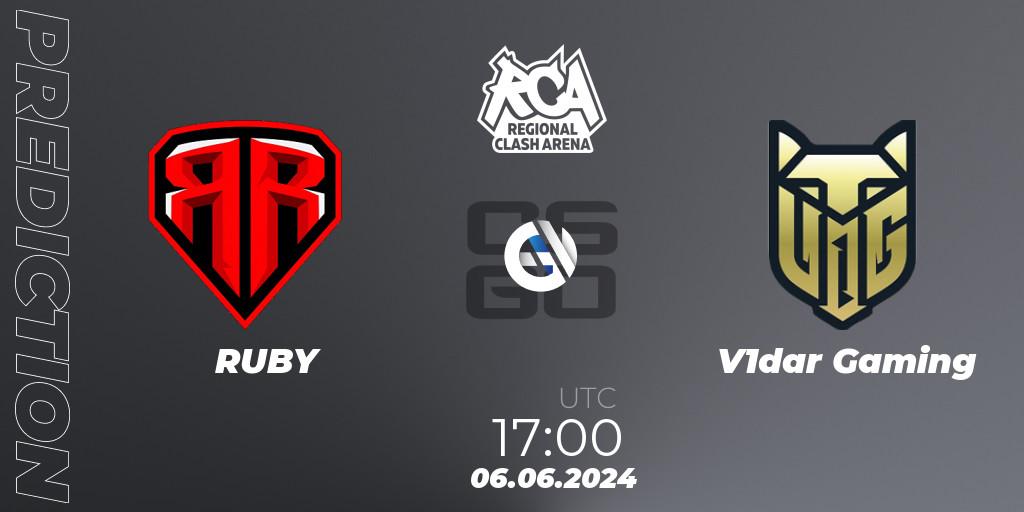 RUBY - V1dar Gaming: прогноз. 06.06.2024 at 17:00, Counter-Strike (CS2), Regional Clash Arena CIS