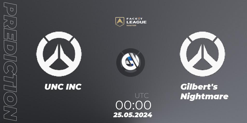 UNC INC - Gilbert's Nightmare: прогноз. 25.05.2024 at 00:00, Overwatch, FACEIT League Season 1 - NA Master Road to EWC
