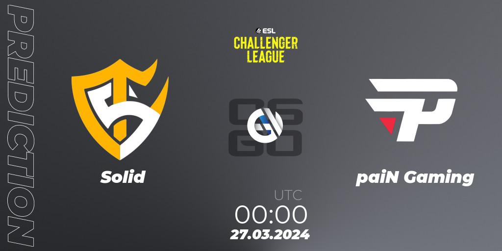 Solid - paiN Gaming: прогноз. 25.04.24, CS2 (CS:GO), ESL Challenger League Season 47: South America
