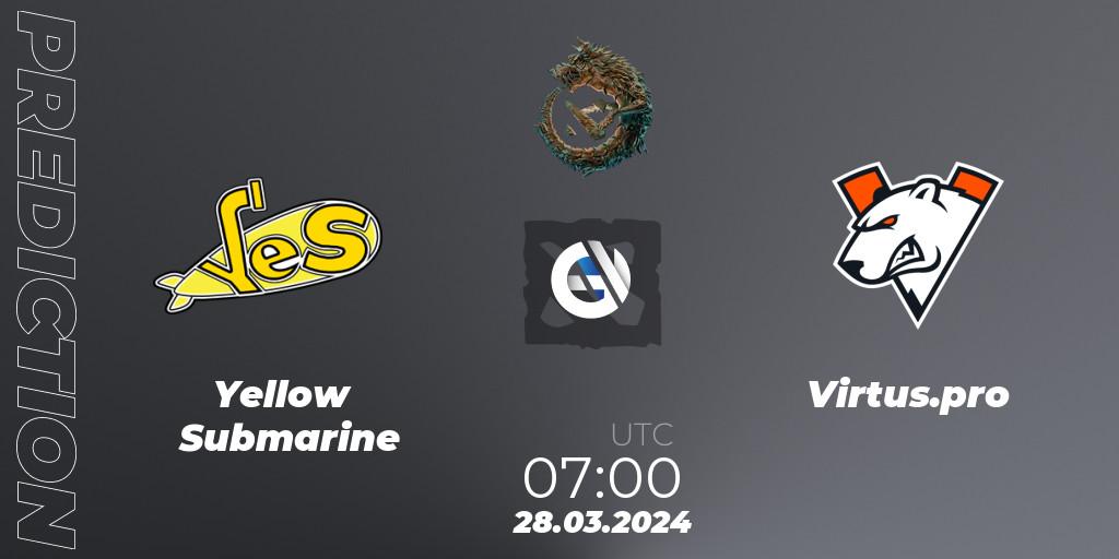 Yellow Submarine - Virtus.pro: прогноз. 28.03.2024 at 07:40, Dota 2, PGL Wallachia Season 1: Eastern Europe Closed Qualifier