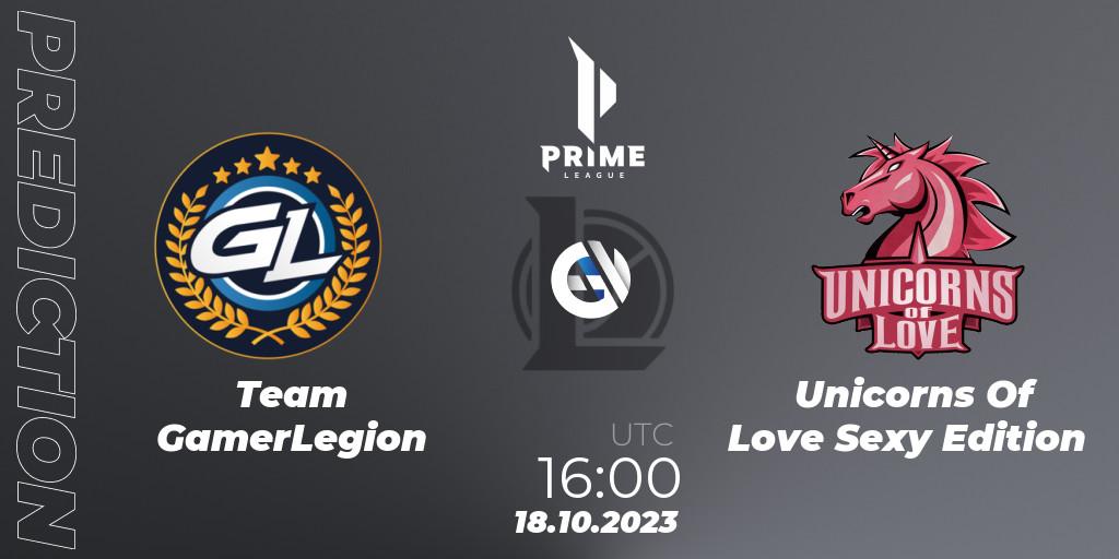 Team GamerLegion - Unicorns Of Love Sexy Edition: прогноз. 18.10.23, LoL, Prime League Pokal 2023