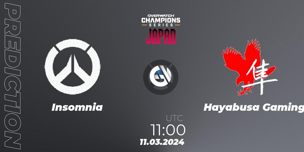Insomnia - Hayabusa Gaming: прогноз. 11.03.2024 at 12:00, Overwatch, Overwatch Champions Series 2024 - Stage 1 Japan