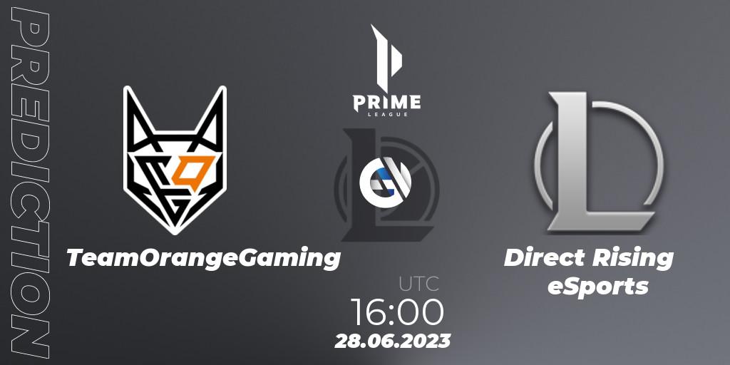 TeamOrangeGaming - Direct Rising eSports: прогноз. 28.06.2023 at 16:00, LoL, Prime League 2nd Division Summer 2023