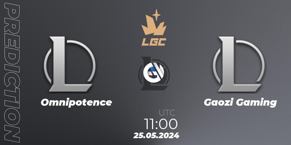 Omnipotence - Gaozi Gaming: прогноз. 25.05.2024 at 11:00, LoL, Legend Cup 2024