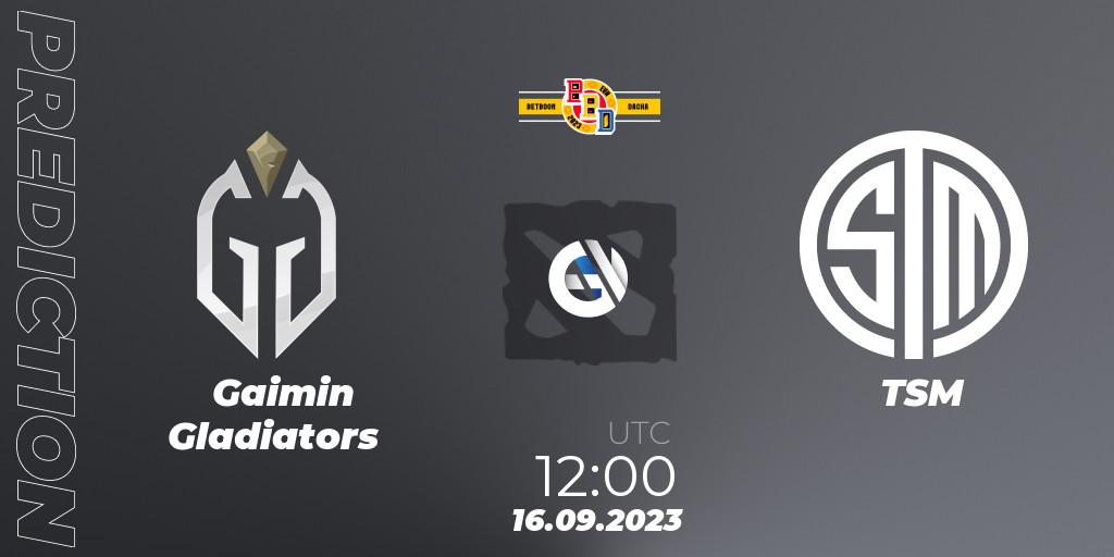 Gaimin Gladiators - TSM: прогноз. 16.09.2023 at 12:20, Dota 2, BetBoom Dacha