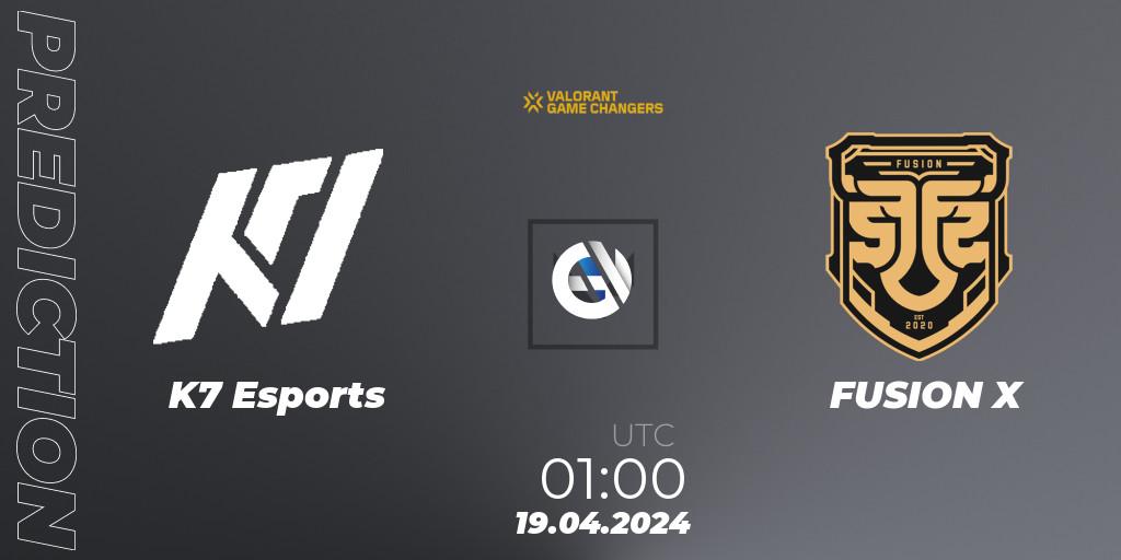 K7 Esports - FUSION X: прогноз. 19.04.2024 at 01:00, VALORANT, VCT 2024: Game Changers LAN - Opening