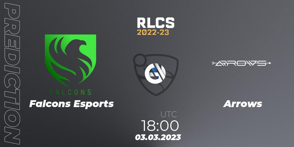 Falcons Esports - Arrows: прогноз. 03.03.2023 at 18:20, Rocket League, RLCS 2022-23 - Winter: Middle East and North Africa Regional 3 - Winter Invitational
