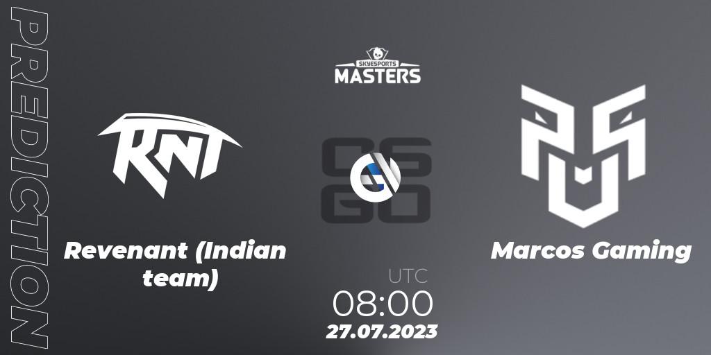Revenant (Indian team) - Marcos Gaming: прогноз. 27.07.2023 at 11:00, Counter-Strike (CS2), Skyesports Masters 2023: Regular Season