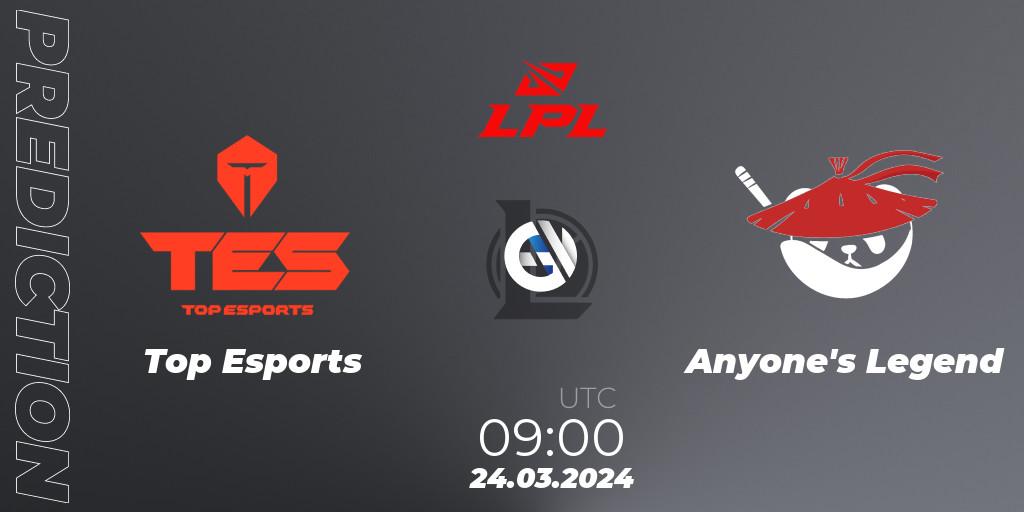 Top Esports - Anyone's Legend: прогноз. 24.03.2024 at 09:00, LoL, LPL Spring 2024 - Group Stage
