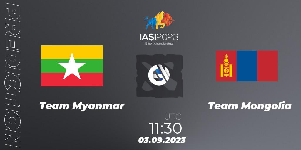 Team Myanmar - Team Mongolia: прогноз. 03.09.2023 at 12:30, Dota 2, IESF World Championship 2023