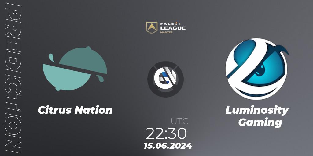 Citrus Nation - Luminosity Gaming: прогноз. 15.06.2024 at 22:15, Overwatch, FACEIT League Season 1 - NA Master Road to EWC