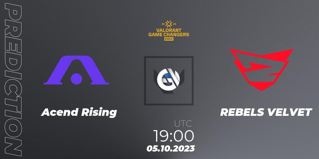Acend Rising - REBELS VELVET: прогноз. 05.10.2023 at 19:20, VALORANT, VCT 2023: Game Changers EMEA Stage 3 - Playoffs