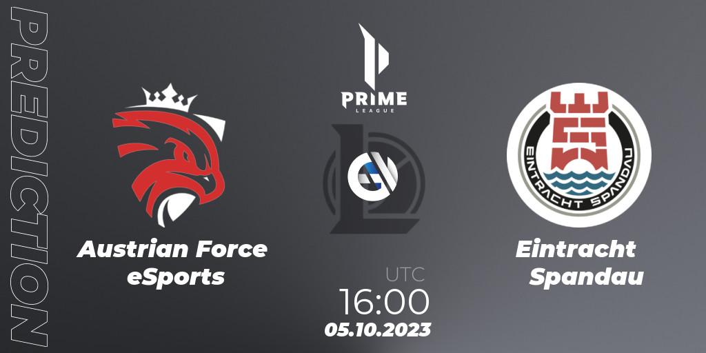 Austrian Force eSports - Eintracht Spandau: прогноз. 05.10.2023 at 16:00, LoL, Prime League Pokal 2023