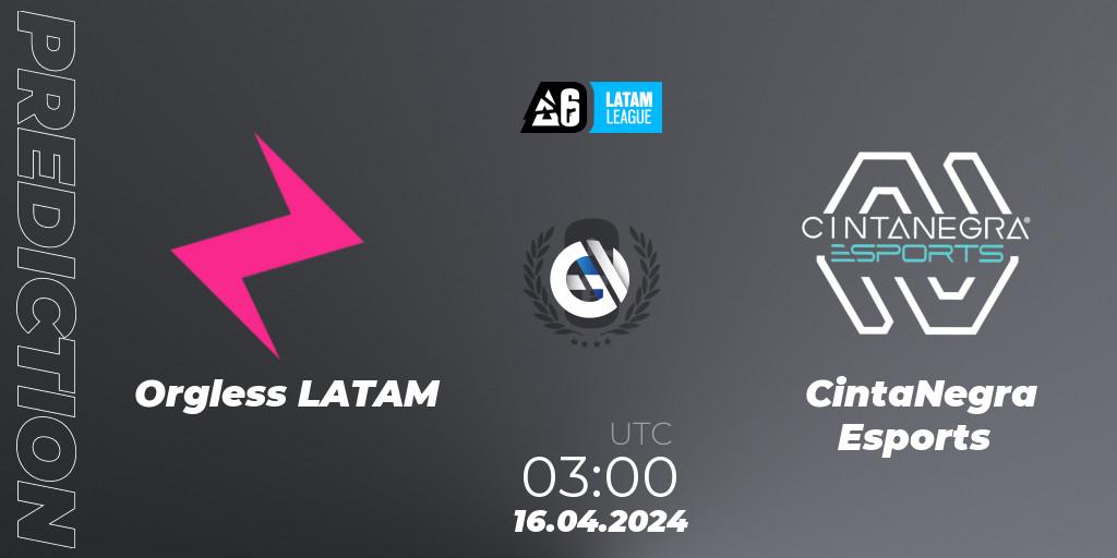 Orgless LATAM - CintaNegra Esports: прогноз. 16.04.2024 at 03:00, Rainbow Six, LATAM League 2024 - Stage 1: LATAM North