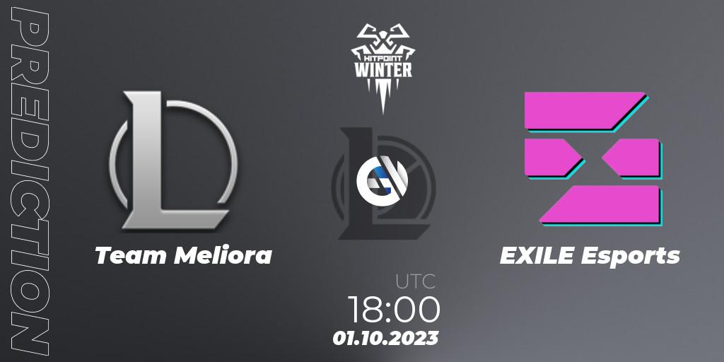 Team Meliora - EXILE Esports: прогноз. 01.10.2023 at 18:00, LoL, Hitpoint Masters Winter 2023 - Group Stage