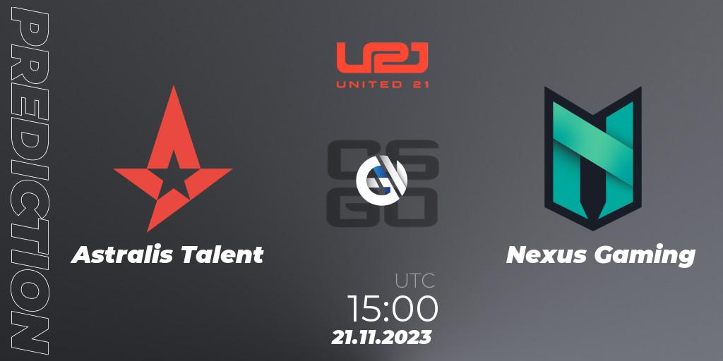 Astralis Talent - Nexus Gaming: прогноз. 21.11.2023 at 16:00, Counter-Strike (CS2), United21 Season 8