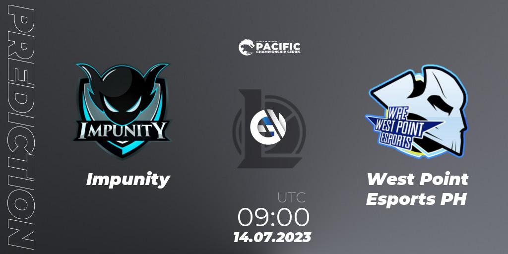Impunity - West Point Esports PH: прогноз. 14.07.2023 at 09:00, LoL, PACIFIC Championship series Group Stage