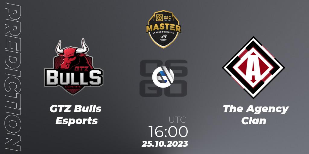 GTZ Bulls Esports - The Agency Clan: прогноз. 25.10.23, CS2 (CS:GO), Master League Portugal Season 12: Online Stage