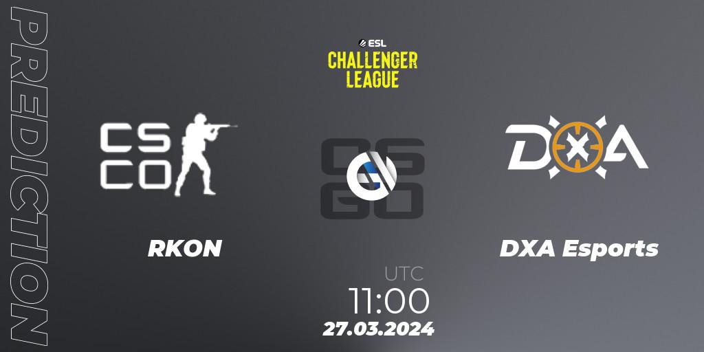 RKON - DXA Esports: прогноз. 27.03.2024 at 11:00, Counter-Strike (CS2), ESL Challenger League Season 47: Oceania