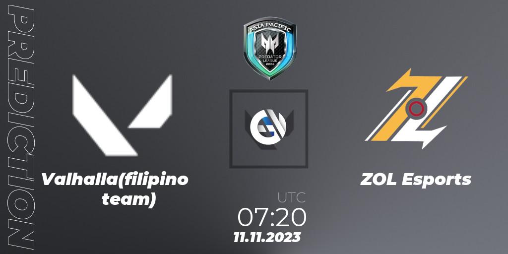 Valhalla(filipino team) - ZOL Esports: прогноз. 11.11.23, VALORANT, Predator League Philippines 2024