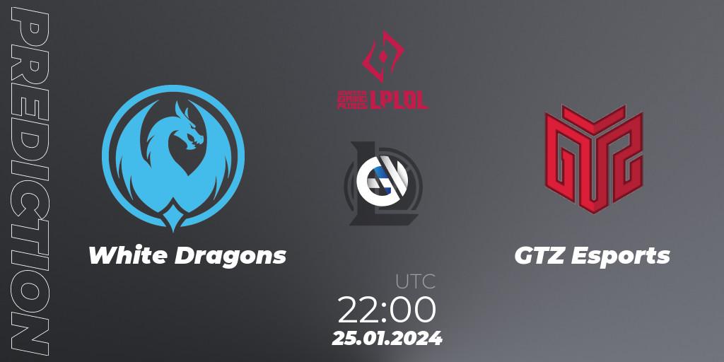 White Dragons - GTZ Esports: прогноз. 25.01.2024 at 22:00, LoL, LPLOL Split 1 2024