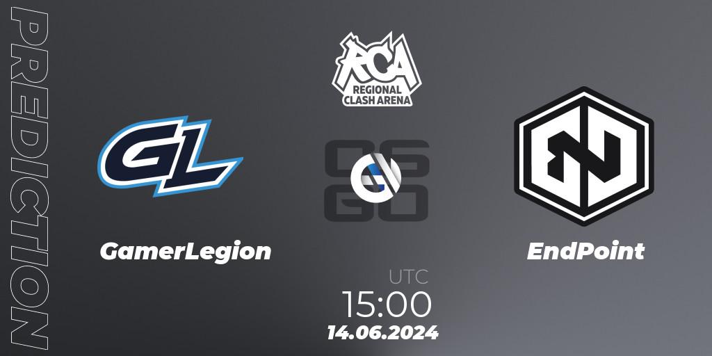 GamerLegion - EndPoint: прогноз. 14.06.2024 at 15:00, Counter-Strike (CS2), Regional Clash Arena Europe