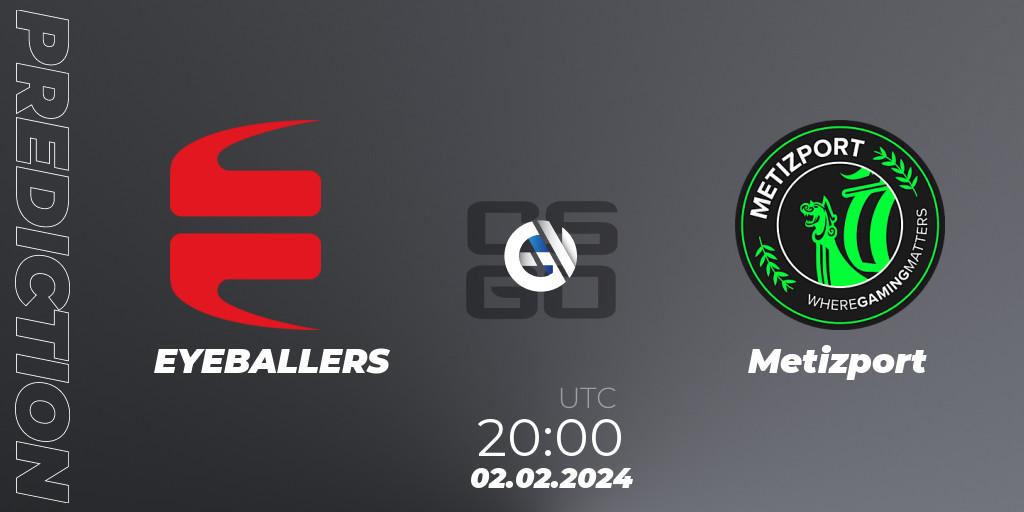 EYEBALLERS - Metizport: прогноз. 02.02.2024 at 20:00, Counter-Strike (CS2), Pelaajat Series Spring 2024 Nordics Open Qualifier 1