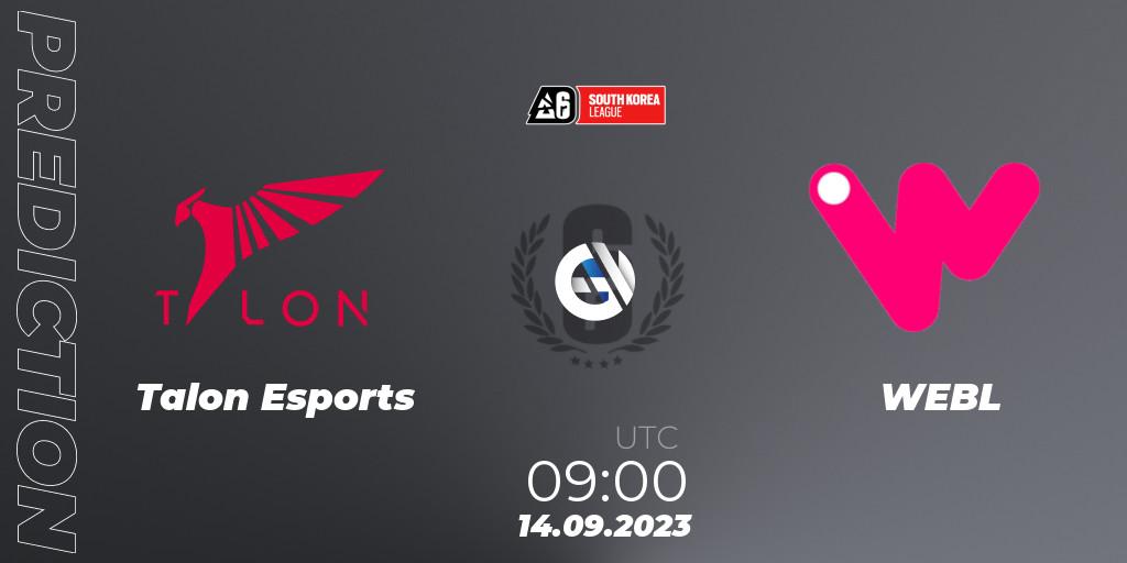 Talon Esports - WEBL: прогноз. 14.09.2023 at 09:00, Rainbow Six, South Korea League 2023 - Stage 2