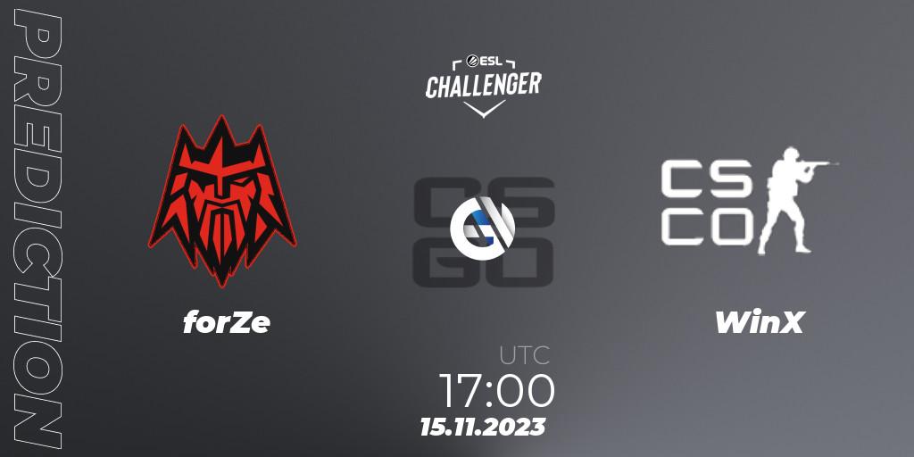 forZe - WinX: прогноз. 15.11.2023 at 17:00, Counter-Strike (CS2), ESL Challenger at DreamHack Atlanta 2023: European Open Qualifier