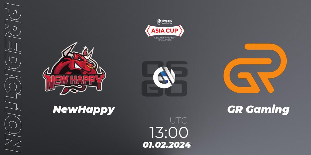 NewHappy - GR Gaming: прогноз. 01.02.2024 at 13:00, Counter-Strike (CS2), 5E Arena Asia Cup Spring 2024 - BLAST Premier Qualifier