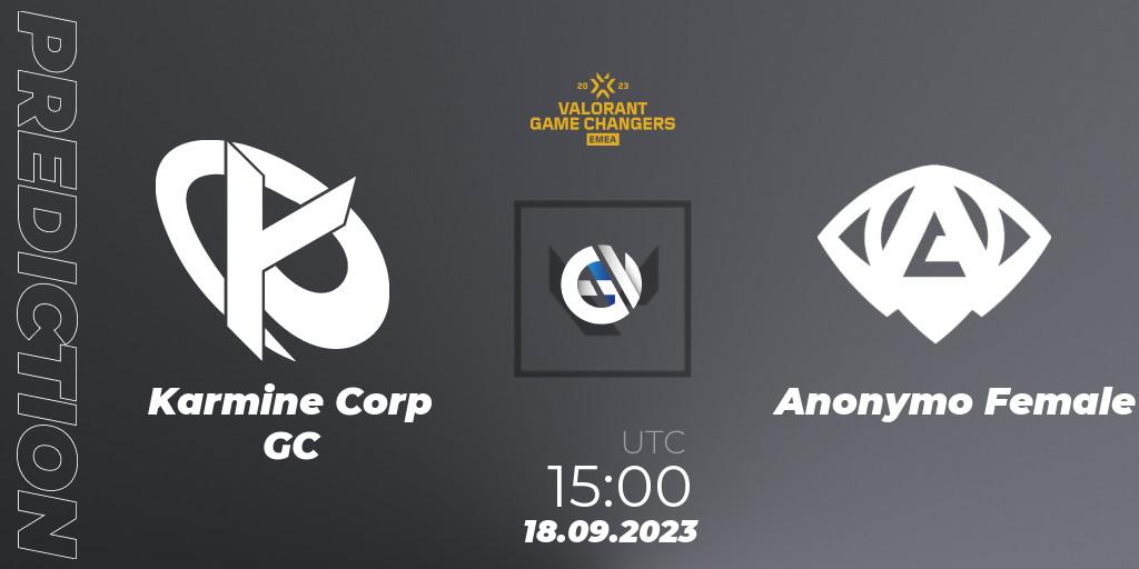 Karmine Corp GC - Anonymo Female: прогноз. 18.09.2023 at 15:00, VALORANT, VCT 2023: Game Changers EMEA Stage 3 - Group Stage