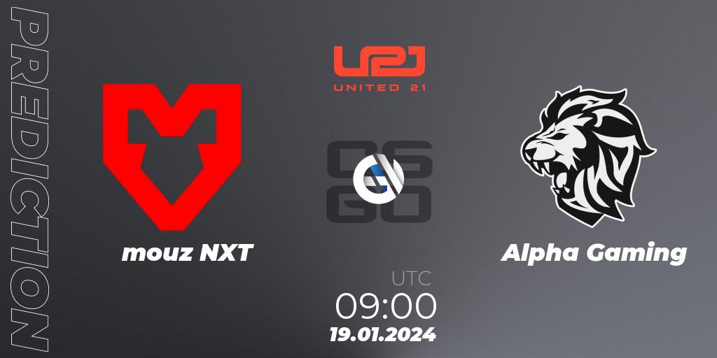 mouz NXT - Alpha Gaming: прогноз. 19.01.2024 at 09:00, Counter-Strike (CS2), United21 Season 10