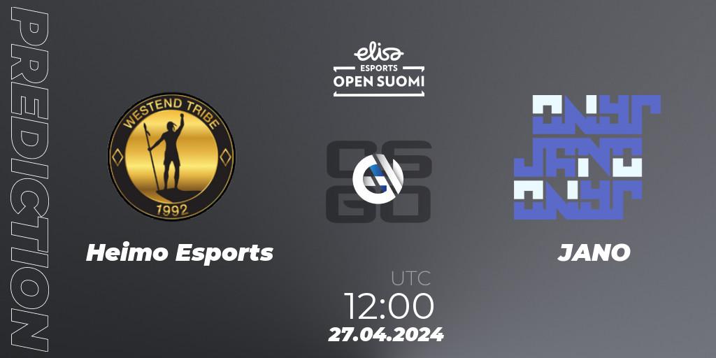 Heimo Esports - JANO: прогноз. 27.04.2024 at 12:00, Counter-Strike (CS2), Elisa Open Suomi Season 6