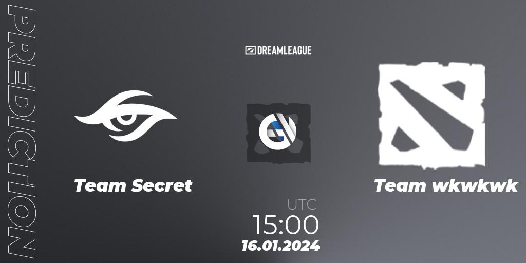 Team Secret - Team wkwkwk: прогноз. 16.01.24, Dota 2, DreamLeague Season 22: Western Europe Closed Qualifier