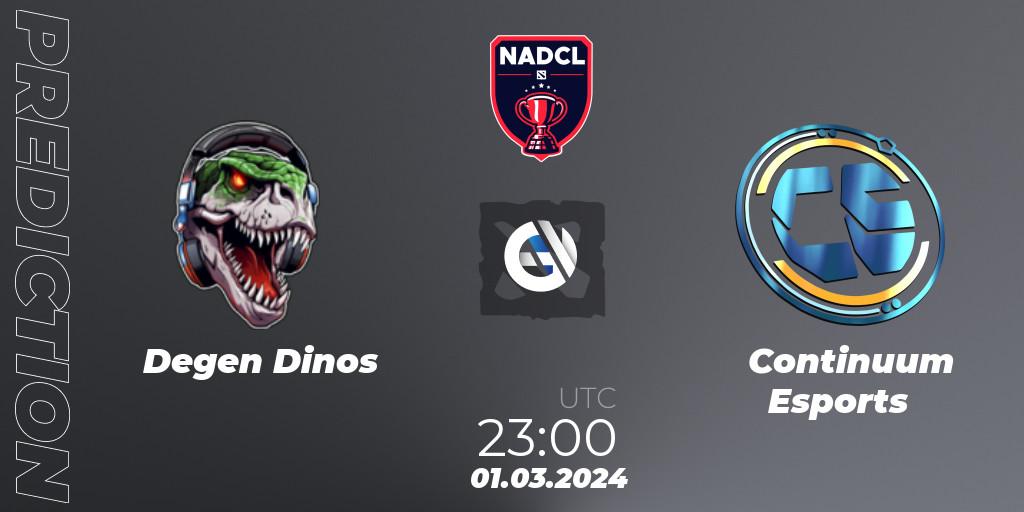 Degen Dinos - Continuum Esports: прогноз. 01.03.2024 at 23:00, Dota 2, North American Dota Challengers League Season 6 Division 1