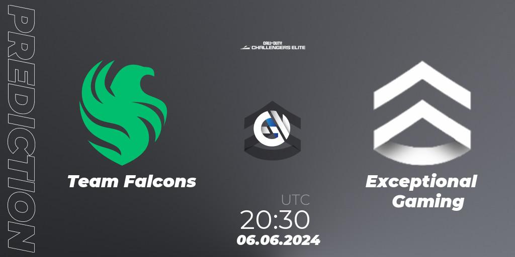 Team Falcons - Exceptional Gaming: прогноз. 06.06.2024 at 19:30, Call of Duty, Call of Duty Challengers 2024 - Elite 3: EU