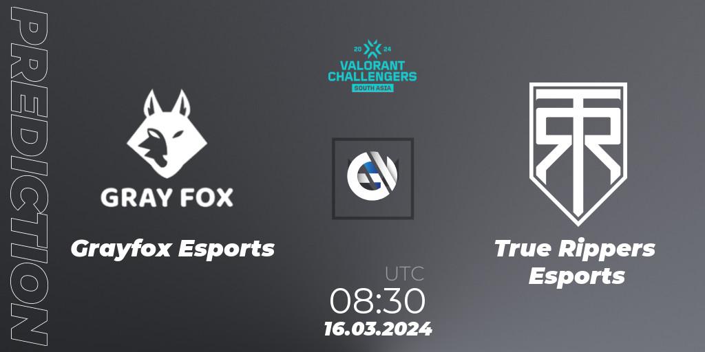 Grayfox Esports - True Rippers Esports: прогноз. 16.03.2024 at 08:30, VALORANT, VALORANT Challengers 2024: South Asia Split 1 - Cup 1