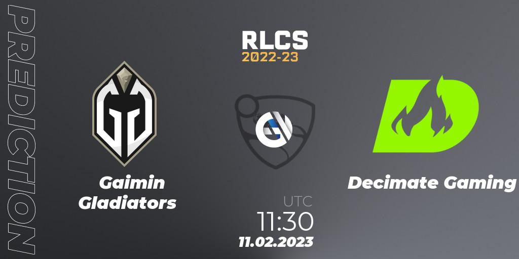 Gaimin Gladiators - Decimate Gaming: прогноз. 11.02.2023 at 11:30, Rocket League, RLCS 2022-23 - Winter: Asia-Pacific Regional 2 - Winter Cup