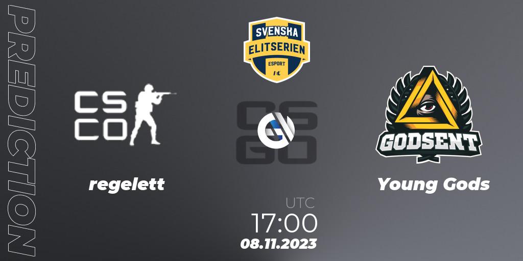 regelett - Young Gods: прогноз. 08.11.2023 at 17:00, Counter-Strike (CS2), Svenska Elitserien Fall 2023: Online Stage