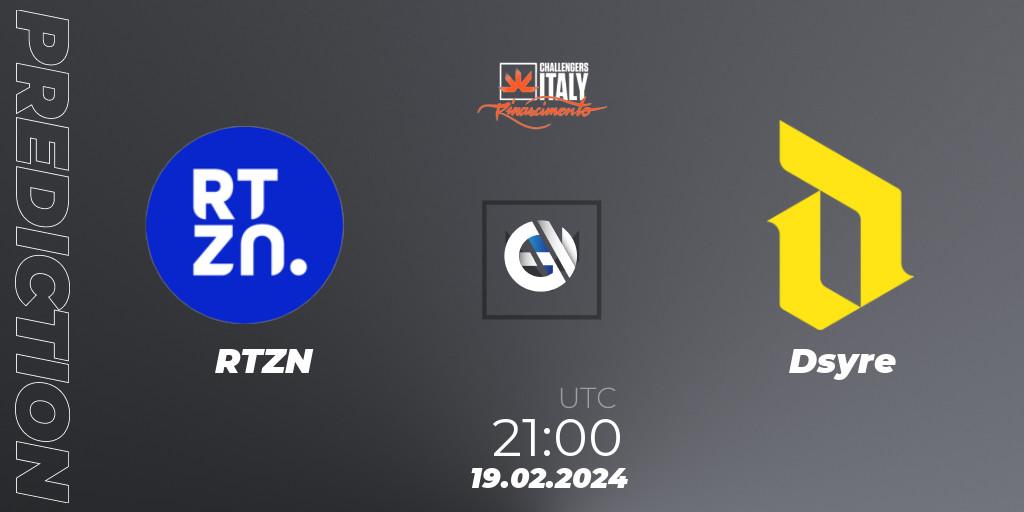 RTZN - Dsyre: прогноз. 19.02.2024 at 21:40, VALORANT, VALORANT Challengers 2024 Italy: Rinascimento Split 1