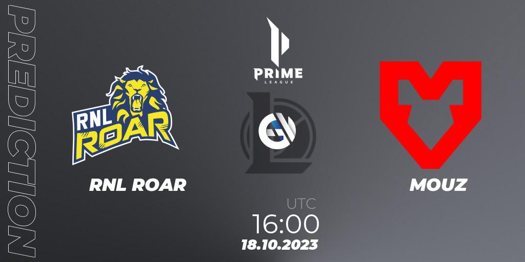 RNL ROAR - MOUZ: прогноз. 18.10.2023 at 18:00, LoL, Prime League Pokal 2023