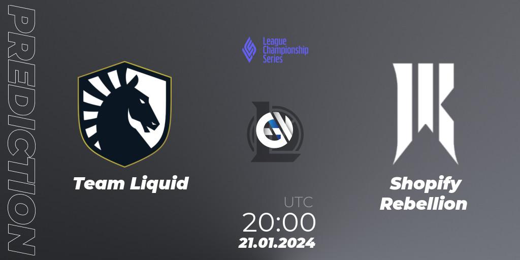 Team Liquid - Shopify Rebellion: прогноз. 21.01.2024 at 20:00, LoL, LCS Spring 2024 - Group Stage