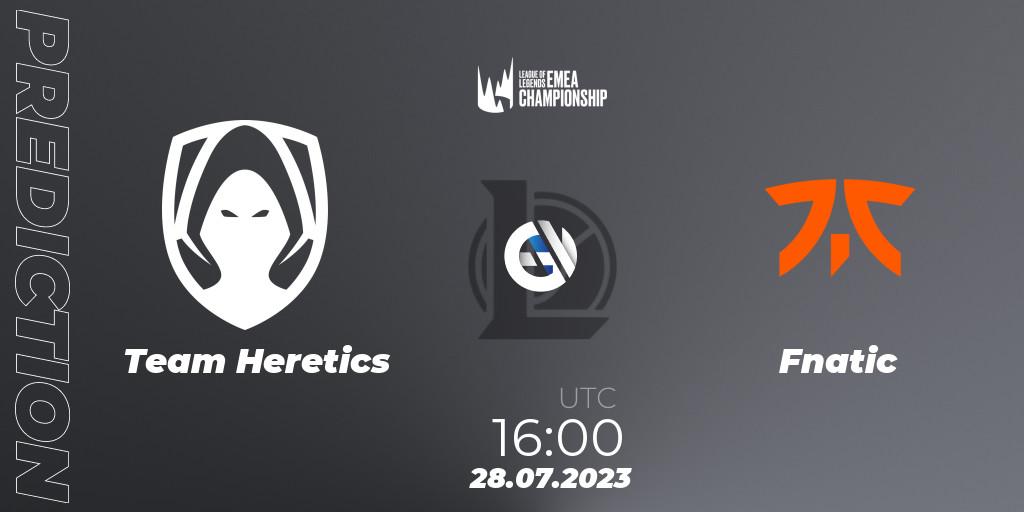 Team Heretics - Fnatic: прогноз. 28.07.2023 at 16:00, LoL, LEC Summer 2023 - Playoffs