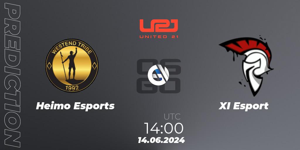 Heimo Esports - XI Esport: прогноз. 14.06.2024 at 14:00, Counter-Strike (CS2), United21 Season 14: Division 2