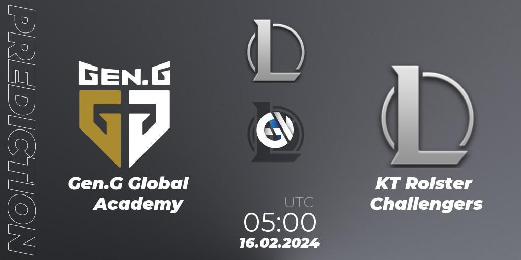 Gen.G Global Academy - KT Rolster Challengers: прогноз. 16.02.2024 at 05:00, LoL, LCK Challengers League 2024 Spring - Group Stage